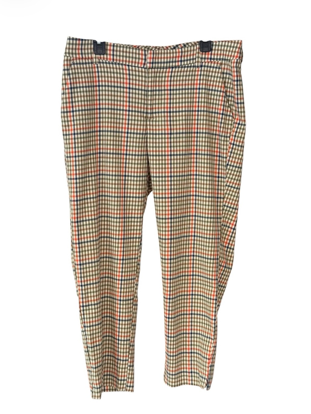 Liverpool Kelsey Crop Trouser Lava Flow Plaid Pants Size 12 - Picture 2 of 3